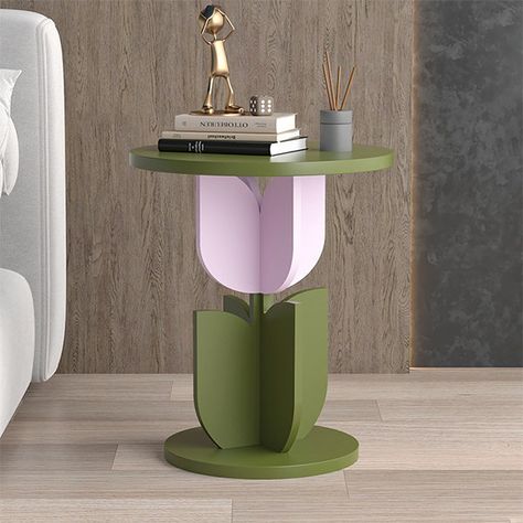 Funny Side Table, Flower Bedside Table, Cute Bed Side Tables, Tulip Home Decor, Flower Shaped Table, Colourful Side Table, Funky Table Decor, Funky Bedside Tables, Fun Side Tables