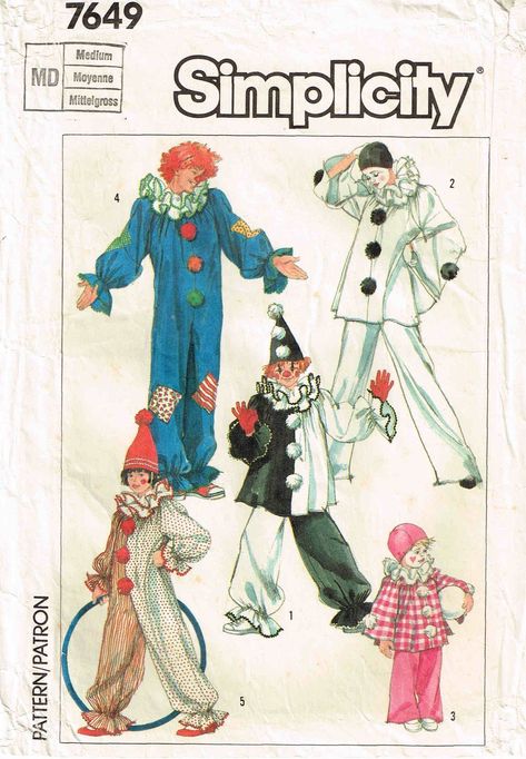 Pierrot Costume, Clown Suit, Pierrot Clown, Clown Clothes, Suit Hat, Cute Clown, Clown Costume, Costume Patterns, Retro Mode