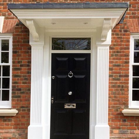 Georgian Porch • Old English Doors Georgian Porch Ideas, Georgian Porch, English Doors, Georgian Doors, Wooden Porch, Georgian Architecture, Solid Doors, Georgian Homes, Porch Design