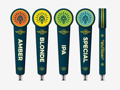 Wild Theory Brewing Co by Jared Jacob #Design Popular #Dribbble #shots Tap Handles Beer, Beer Bar Design, Kegerator Diy, Custom Beer Tap Handles, Draft Beer Tower, Clever Packaging, Beer Box, Beer Tower, Bar Tap