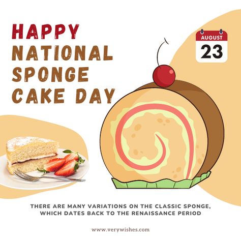 National Sponge Cake Day is a delightful culinary celebration that falls on 🗓️ August 23rd every year. It's a day to indulge in the soft, fluffy, and delectable treat known as sponge cake. This special day pays homage to this classic baked good that has captured the hearts and taste buds of people around the world. Whether enjoyed on its own, layered with cream and fruit, or turned into a delightful dessert masterpiece, sponge cake has a special place in baking history. Join the festivit... Baked Good, Sponge Cake Recipes, Cake Day, Tasting Party, Types Of Cakes, Cake Tasting, Sponge Cake, Day Wishes, Coffee Flavor