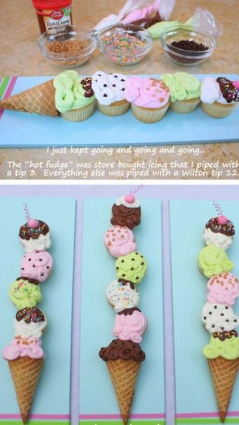 Cupcakes Bonitos, Tårta Design, Ice Cream Cone Cupcakes, Cupcake Cones, Ice Cream Cupcakes, Pull Apart Cupcakes, Hello Sweetie, Ice Cream Birthday, Dessert Bar