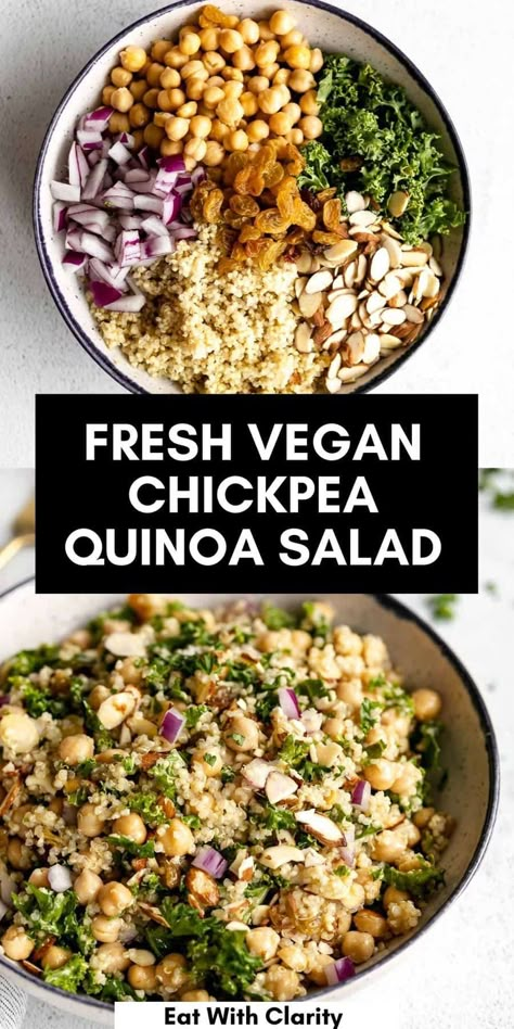 Best Quinoa, Chickpea Salad Vegan, Quinoa Chickpea Salad, Vegan Peach, Vegan Quinoa, Salad Vegan, Vegan Salad Recipes, Chickpea Recipes, Chickpea Salad