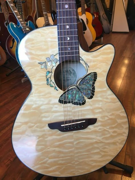 Acoustic Guitar Art, Instrument Art, Custom Acoustic Guitars, Luna Guitars, Acoustic Guitar Case, Instruments Art, Acoustic Guitar Lessons, Guitar Obsession, Guitar Painting