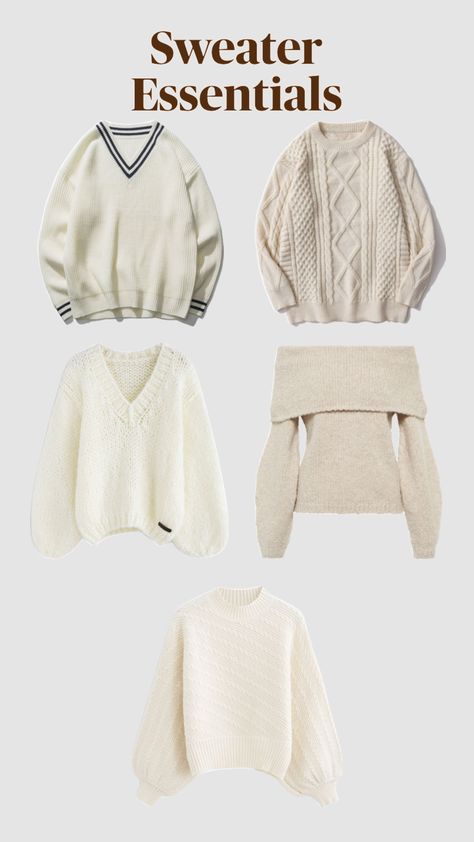 sweater essentials!! #sweater#vanilla#vanillagirl#outfitinspo#fit#outfitessentials#aesthetic Essentials Sweater, Girls Winter Outfits, Aesthetic Shuffles, Modest Casual Outfits, Vanilla Girl, Kawaii Fashion Outfits, Zara Fashion, Stylish Work Outfits, Stockholm Fashion