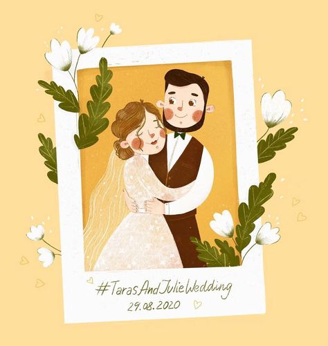 Save The Date Illustration, Date Illustration, Save The Date Illustrations, Illustration Wedding Invitation, Lettering Background, Illustration From Photo, Cartoon Wedding Invitations, Wedding Illustration Card, Illustrated Wedding Invitations