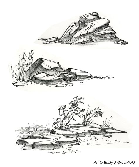 Draw Rocks, 2012 April, Drawing Rocks, Landscape Design Drawings, Nature Sketch, Landscape Sketch, Nature Drawing, Arte Sketchbook, Arte Inspo