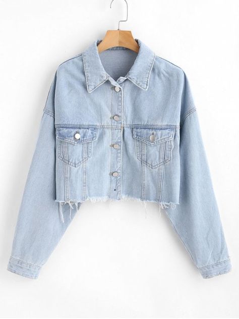 Only $37.99 and free shipping! Shop for 2018 Frayed Crop Denim Jacket in LIGHT SKY BLUE L of Jackets & Coats and check 10000+ hottest styles at ZAFUL. Jackets For Teenage Girl, Denim Jacket Crop, Denim Dress Style, Short Denim Jacket, Light Blue Denim Jacket, Crop Denim Jacket, Light Denim Jacket, Light Sky Blue, Stylish Hoodies