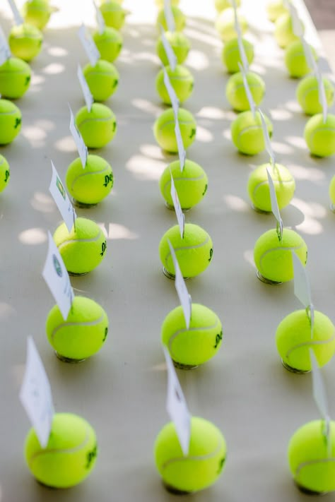 Tennis Table Decorations, Tennis Ball Centerpieces, Tennis Centerpieces Ideas, Tennis Banquet Ideas, Tennis Themed Party, Tennis Court Design, Tennis Decorations, Tennis Crafts, Tennis Birthday Party