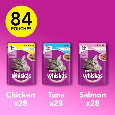 Whiskas 1+ Adult Wet Cat Food, Megapack 84 Pouches Cat Food Bowl, Food Pouch, Food Dispenser, Sensitive Stomach, Wet Cat, Wet Cat Food, Food Bowl, Cat Pet Supplies, Cat Food