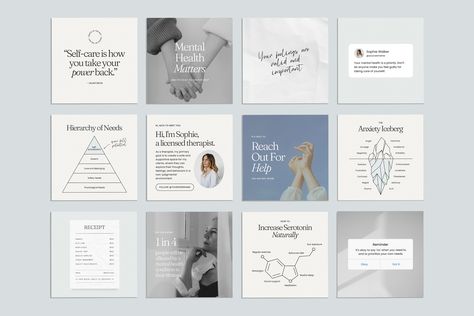 Therapist Social Media Posts | Behance Therapist Social Media, Social Media Psychology, Mental Coach, Instagram Square, Counseling Psychology, Affinity Designer, Template Instagram, Social Media Advertising, Social Media Templates