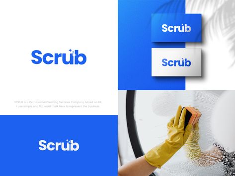 Visual identity Of SCRUB, 

SCRUB  is a Commercial Cleaning Services Company based on UK, I use simple and flat icon here to represent the business.
Let me hear your feedback on it ,

Thank you very much! Cleaning Business Branding, Clean Service Logo, Cleaning Service Branding, Cleaning Company Branding, Cleaning Logo Design Ideas, Cleaning Service Logo Ideas, Cleaning Branding, Cleaning Business Logo, Cleaning Logo Design