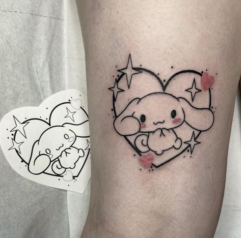 Cinnamoroll Tattoo, Tatuaje Hello Kitty, Kpop Tattoo, See Tattoo, Goth Tattoo, Hello Kitty Tattoos, Kawaii Tattoo, Cute Little Tattoos, Cute Tiny Tattoos