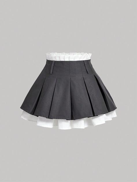 SHEIN MOD Women's Summer Contrast Color Double Layer Gray Mini Skirt,Women BottomsI discovered amazing products on SHEIN.com, come check them out! Gray Mini Skirt, Mini Skirt Fashion, Stage Clothes, Rok Mini, Grey Mini Skirt, Women Bottoms, Skirt Trends, Women Skirts, Skirt Women