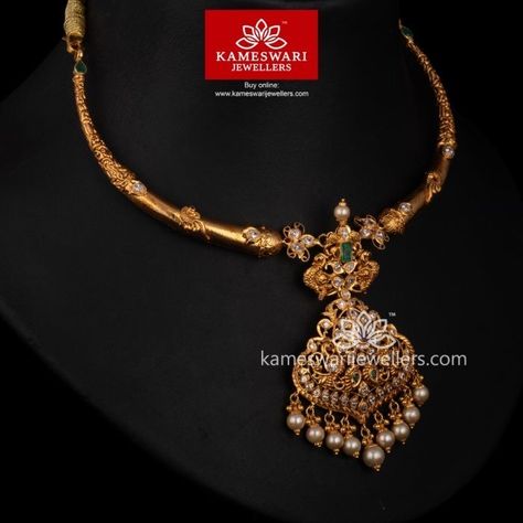 Kante Gold Necklaces, Kameswari Jewellers, Temple Jewelry Necklace, Antique Gold Jewelry Indian, Gold Jewelry Simple Necklace, Gold Necklace Indian Bridal Jewelry, Gold Pendant Jewelry, Black Beaded Jewelry, Gold Bride Jewelry