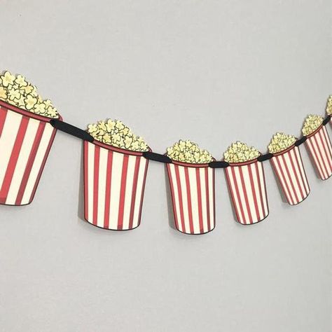 Movie Popcorn Themed Party Banner | Etsy Diy Movie Theater Party, Movie Theater Party, Theatre Party, Theater Popcorn, Movie Theater Popcorn, Movie Popcorn, Movie Themed Party, Sleepover Birthday Parties, Backyard Movie Nights