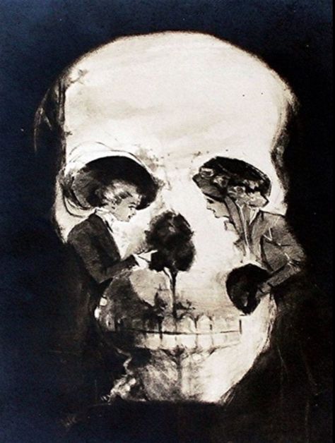 Skull or two women? Skull Optical Illusion, Scary Optical Illusions, Image Illusion, Amazing Optical Illusions, Hidden Images, Skeleton Art, Human Skull, Illusion Art, A Skull