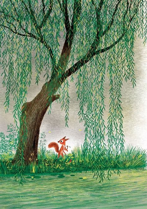 by Marc Boutavant Vintage Tree, Tree Illustration, Art Et Illustration, Willow Tree, Art And Illustration, Woodland Creatures, Childrens Illustrations, Children's Book Illustration, Beautiful Tree