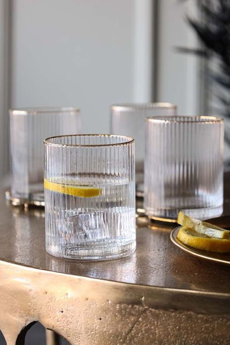 Gold Rim Glassware, Gold Rimmed Glassware, Retro Glassware, Whiskey Tumbler, Quirky Home, Rockett St George, Whisky Glass, Condo Living, Drinks Cabinet