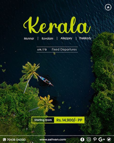 Kerala: A place where your dreams set sail... Enquire now for Best Offers | Book your trip now! ➤Inclusion: -Transport -Meal -All Taxes -Sightseeings -Hotel Stay ➤ Visit: https://aahvan.com ➤ Call/ whatsapp us : + 91 7041804000 #aahvan #aahvanadventures #incrediblekerala #keralabeauty #kerala #keraladiaries #keralatourism #kerala360 Poster Design Kids, Travel Advertising Design, Simple Poster Design, Tourism Design, Illusion Photos, Kerala Tour, Hotel Ads, Kerala Travel, Travel Creative