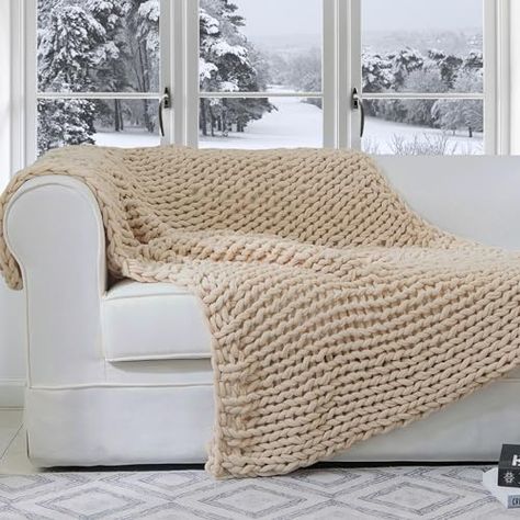 Chunky Cable Knit Throw, Boho Dorm Decor, Hand Knitted Throws, Blankets For Couch, Boho Dorm Room, Cable Knit Throw Blanket, Chunky Knit Throw Blanket, Cable Knit Throw, Crochet Blanket Pattern Easy