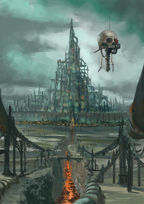 Warhammer 40k Hive City Map, Warhammer 40k City Art, Hive City 40k, Warhammer 40k Hive City, Warhammer Landscape, Apocalyptic Architecture, Necromunda Art, 40k City, Hive City