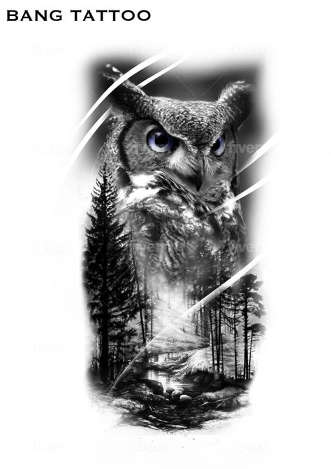 I will use my experience as a tattoo artist to create custom tattoo designs for you Unique Animal Tattoos, Owl Tattoo Sleeve, Animal Sleeve, Hawk Tattoo, Animal Sleeve Tattoo, Men Tattoos Arm Sleeve, Owl Tattoo Design, Abandoned Ships, Custom Tattoo Design