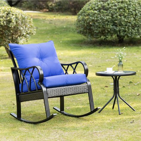 Outdoor Wicker Rocking Chairs, Rattan Rocking Chair, Outdoor Wicker Chairs, Wicker Rocking Chair, Furniture Rattan, Rocker Chair, Porch Rocker, Chic Chair, Chaise Metal