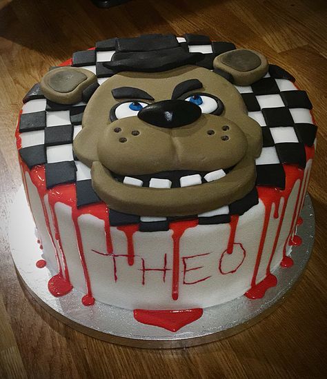 Five nights at Freddys cake FNAF Fazbear Fnaf Cakes Birthdays, Fnaf Cake, Red Birthday Cakes, Nursing Cake, Whiskey Cake, Cake Liner, S Cake, Torte Cupcake, Cake Images