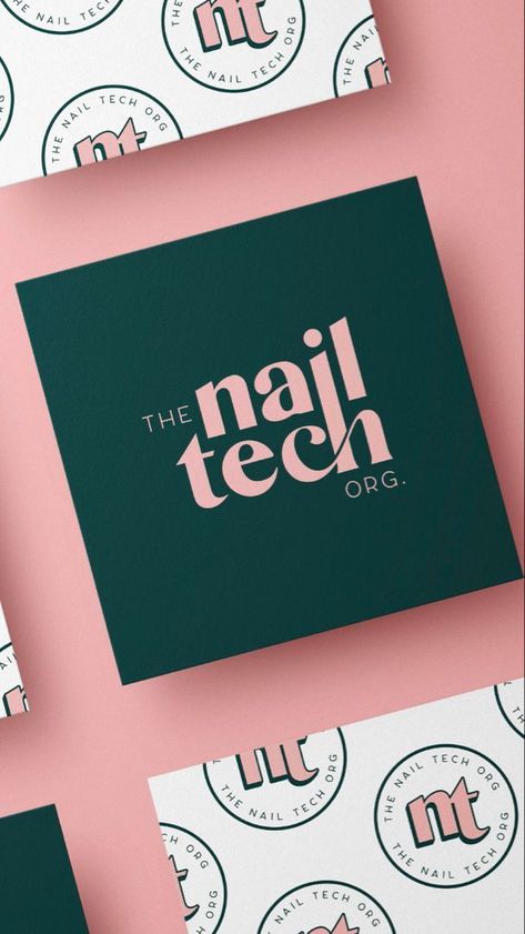 Pink and green brand identity for Nail Tech organisation Medical Spa Branding, Modern Vintage Branding, Corporate Design Inspiration, Mcm Branding, Green Brand Identity, Graphic Design Branding Identity, Typographie Logo, Visuell Identitet, Inspiration Logo Design