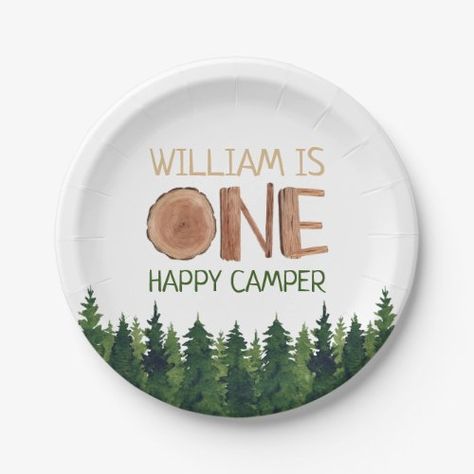 $1.90 | 1st Birthday Name Watercolor One Happy Camper #one, 1st birthday, first birthday, one happy camper, camping, watercolor, woodland, forest, happy camper, name Birthday Brownies, One Happy Camper, Lumber Jack, 1st Birthday Balloons, Birthday Paper Plates, Grizzly Bears, Buffalo Print, Bear Animal, Birthday Paper