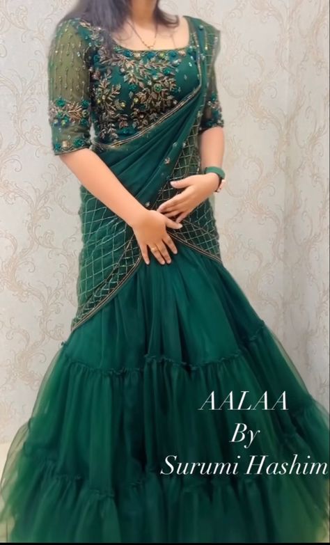 Designs For Net Blouses, Sauth Saree Look, Lahanga Design Latest Wedding Simple, Party Wear Indian Dresses Traditional, Net Half Saree Designs, Dhavani Set New Model, Blouse Pattern For Lehenga, Bridal Reception Dress Indian, Indian Wedding Reception Gowns