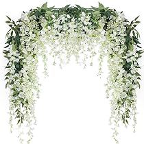 Outdoor Wedding Arch, Wisteria Garland, Garden Outdoor Wedding, Wedding Arch Floral, Wisteria Wedding, Hanging Leaf, Wisteria Vine, Wedding Arches Outdoors, Flowers Garland