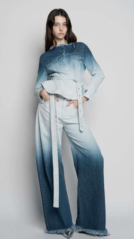 Ombre Denim, Blue Boyfriend Jeans, Balloon Sleeve Shirt, Denim Wide Leg, Orange Satin, Blue Trousers, Kids Outerwear, Oversized Cardigan, Pocket Jeans