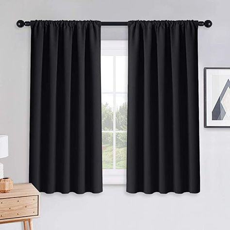 Black Curtains Bedroom, Dance Bedroom, Bedroom Blackout Curtains, Insulated Window Treatments, Black Blackout Curtains, Blackout Curtains Bedroom, Short Curtains, Insulated Curtains, Black Curtains