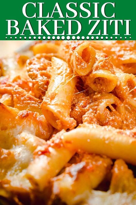 Bake Ziti, Meatless Baked Ziti, Sweet Tomato Sauce, Ricotta Pasta Bake, Baked Ziti With Ricotta, Baked Penne Pasta, Sip And Feast, Rigatoni Recipes, Easy Baked Ziti