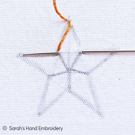 How To Embroider A Star By Hand, Star Stitch Embroidery Tutorial, Hand Embroidery Star Stitch, Easy Star Embroidery, Star Stitch Embroidery Design, Star Embroidery Designs, Star Embroidery Stitch, How To Embroider A Star, Embroidery Stars Tutorial