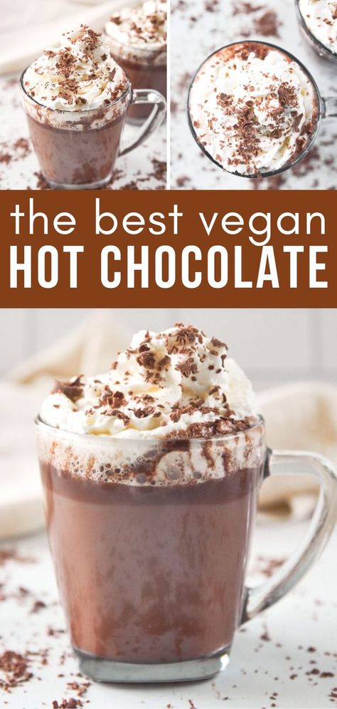 Best Vegan Hot Chocolate Recipe I easy hot chocolate recipe I dairy free hot chocolate I vegan hot chocolate recipe I how to make vegan how chocolate I best vegan drinks I festive drinks for fall I best drinks for the holidays I homemade hot chocolate recipe I vegan recipes with chocolate Easy Hot Chocolate Recipe, Drinks For Fall, Vegan Hot Chocolate Recipe, Recipes With Chocolate, Gluten Free Hot Chocolate, Dairy Free Hot Chocolate, Cacao Recipes, Vegan Hot Chocolate, Vegan Marshmallows