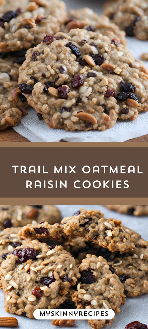 Elevate your cookie game with these Trail Mix Oatmeal Raisin Cookies! 🍪💫 Packed with wholesome oats, sweet raisins, and a medley of nuts, seeds, and dried fruits, these cookies are a delightful twist on the classic favorite. Bake up a batch and take your taste buds on a delicious adventure! #CookieRecipes #TrailMixCookies #myskinnyrecipes Pie, Daycare Snacks, Paleo Biscuits, Cheese Cookies Recipe, Cream Cheese Cookie Recipe, Cookies Chewy, Paleo Brownies, Simply Stacie, Oatmeal Cake