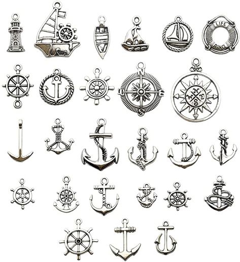 Crafting Jewelry, Anchor Pendant, Anchor Charm, Ship Wheel, Ocean Decor, Jewelry Making Charms, Diy Charms, Metal Charm, Diy Pendant