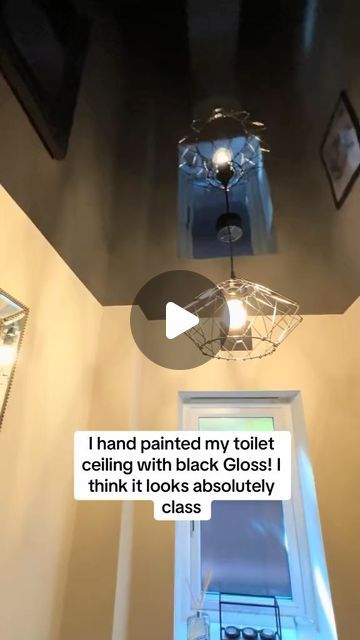 High Gloss Black Ceiling, High Gloss Painted Ceiling, Dark Painted Ceiling Bathroom, Black Ceiling Bathroom, Black Ceiling White Walls, Mirror On The Ceiling, Painted Tray Ceilings, High Gloss Ceiling, Toilet Ceiling