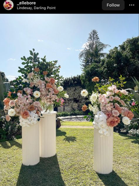 Altar Flowers Wedding, Wedding Columns, Wedding Pillars, Wedding Alters, Forest Theme Wedding, Beautiful Weekend, Ceremony Design, Scotland Wedding, Wedding Altars