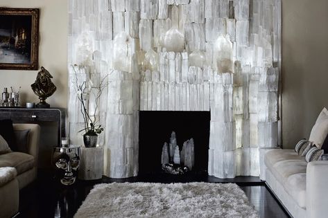 This magnificent selenite fireplace belongs to the legendary jewellery designer Robert Procop (Jon Day © 2020) Concert Jewelry, Phish Concert, Crystal Furniture, Crystal Room Decor, Crystal Room, Crystal Aesthetic, Sophisticated Decor, Living Room Photos, Boost Confidence