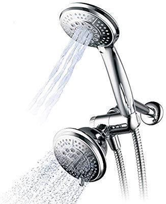 Amazon.com: Hydroluxe Full-Chrome 24 Function Ultra-Luxury 3-way 2 in 1 Shower Head/Handheld Shower Combo - Use Two High Pressure Shower Heads Separately or Together as a Pampering Dual Showerhead Spa System!: Home Improvement Best Rain Shower Head, Overhead Shower Head, French Country Bathroom, High Pressure Shower Head, Dual Shower Heads, Small Showers, Shower Fixtures, Steam Showers Bathroom, Luxury Shower