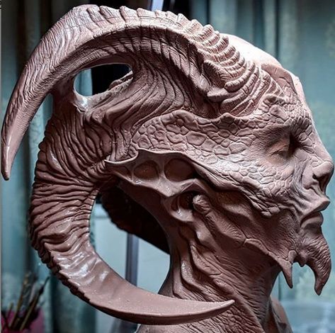 Demon Sculpture, Grotesque Monster, Grotesque Monster Art, Wendigo Sculpture, Monster Clay, Clay Sculpture Gore, Goddess Makeup, Devil Mask, Prosthetic Makeup