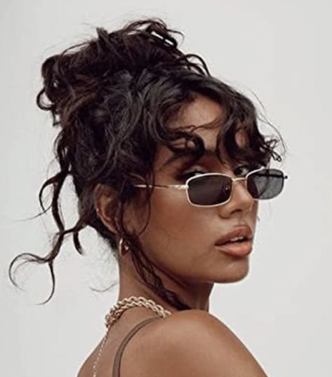 Dollger Retro Rectangle Sunglasses for Women Men Square Narrow Hip Hop Small Frame Sun Glasses Retro Rectangle Sunglasses, Y2k Street Style, Narrow Hips, Loose Updo, Vintage Sunglasses Retro, Luxury Branding Design, Coachella Outfit, Uv Sunglasses, Stylish Glasses