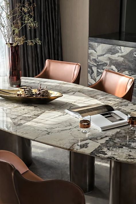 Luxury Dining Rooms, Dining Tables Ideas, Dining Room Design Luxury, Modern Apartment Living Room, Dining Design, Marble Dining Table, Dining Room Interiors, Luxury Dining Room, Marble Dining