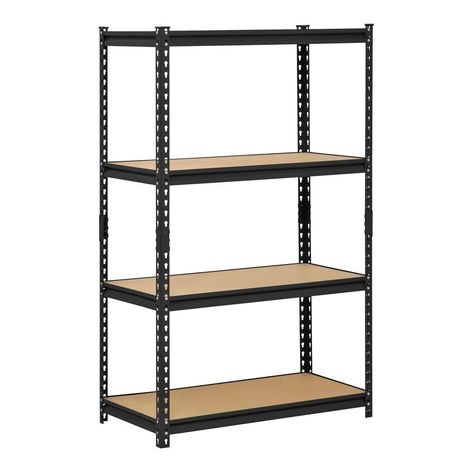 Edsal 60 in. H x 36 in. W x 18 in. D 4-Shelf Steel Shelving Unit in Black Commercial Shelving, Industrial Shelving Units, Garage Shelving Units, Steel Shelving Unit, Steel Storage Rack, Metal Storage Shelves, Garage Storage Shelves, Steel Garage, Utility Shelves