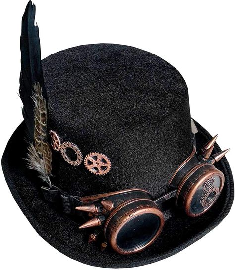 Goth Hat, Top Hat Costume, Moda Steampunk, Steampunk Top, Mode Steampunk, Steampunk Top Hat, Steampunk Hat, Edgy Accessories, Style Steampunk