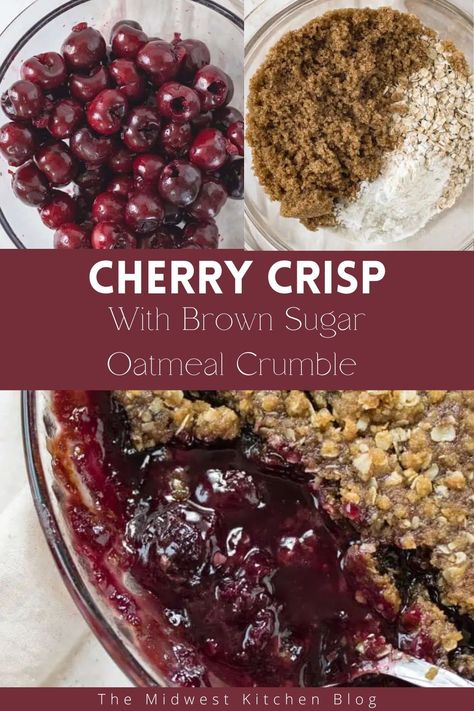 Fresh Cherry Crisp Recipe, Cherries Recipes Fresh, Healthy Cherry Dessert, Cherry Crisp Recipe With Fresh Cherries, Fresh Cherry Desserts, Recipe With Cherries, Cherry Crisp Recipe Easy, Fresh Cherry Crisp, Cherry Crisp Recipe